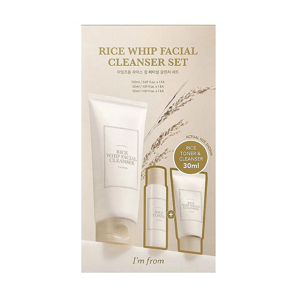 Набір для обличчя I'm From Rice Whip Facial Cleanser Set з екстрактом рису (пінка, 150 мл + пінка, 30 мл + тонер, 30 мл)